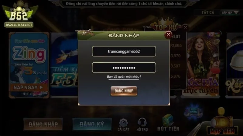 Đăng nhập b52club